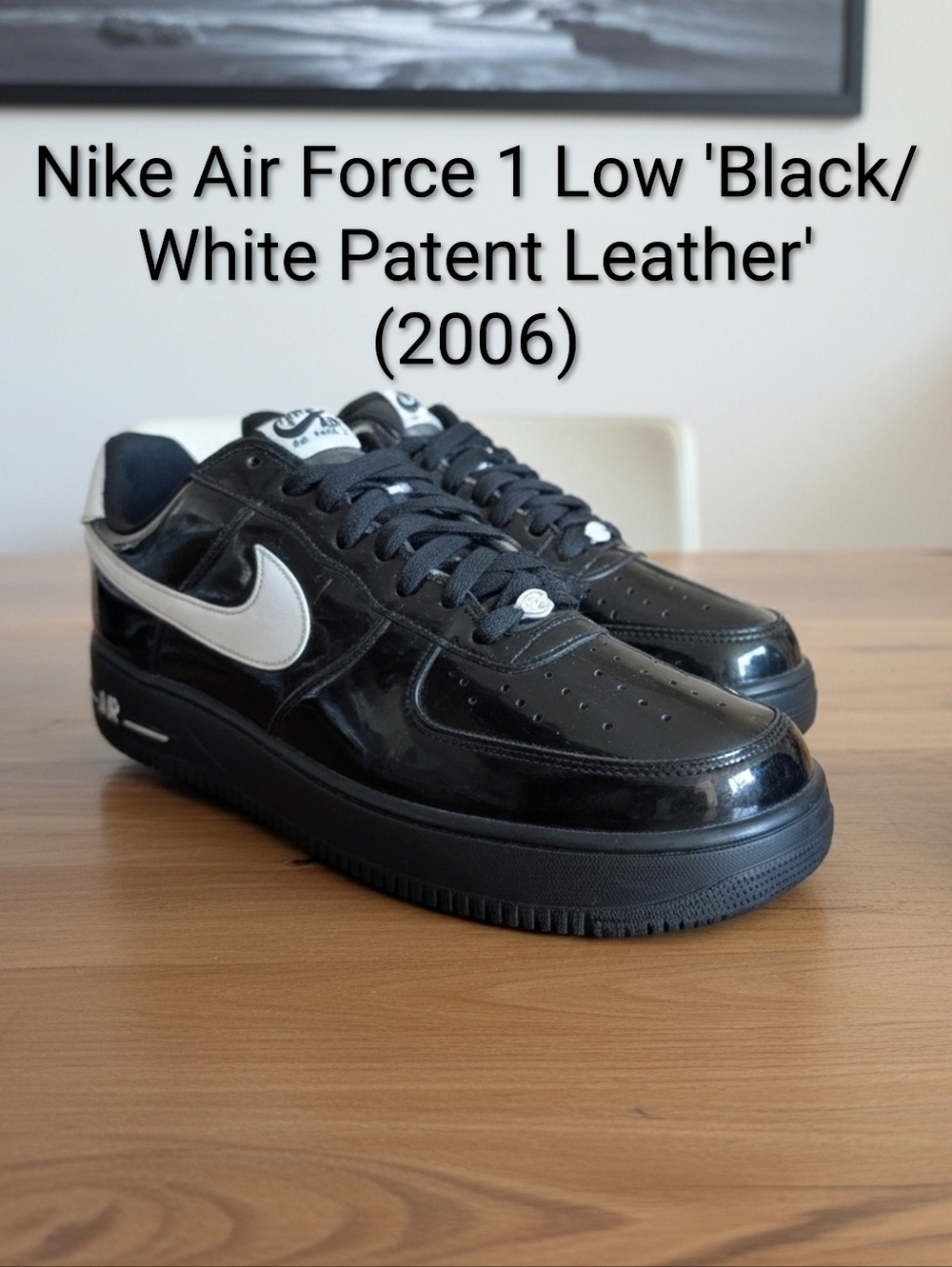 Nike Air Force 1 Low Rare "Black/White Patent Leather" (2006) Mens 12 EUC